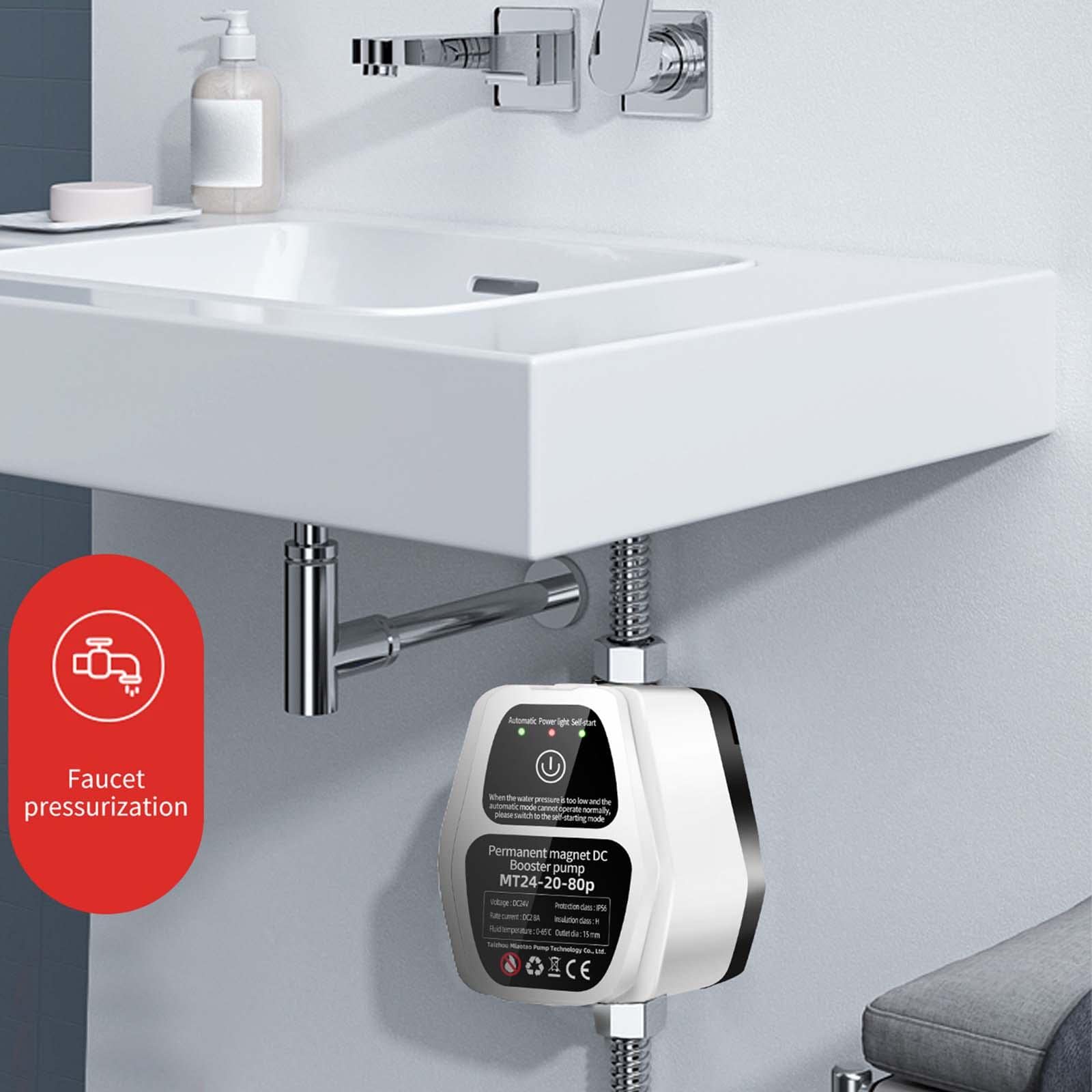 LOVIVER Pompa di aumento della pressione dell'acqua per uso domestico Regolatore automatico Lavello da cucina Bagno di casa, Bianco