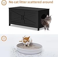 Vista 82 de Homhedy - Caja de arena para gatos, muebles de madera para baño de gatos con puerta de granero, casa para mascotas, se adapta a la mayoría de cajas