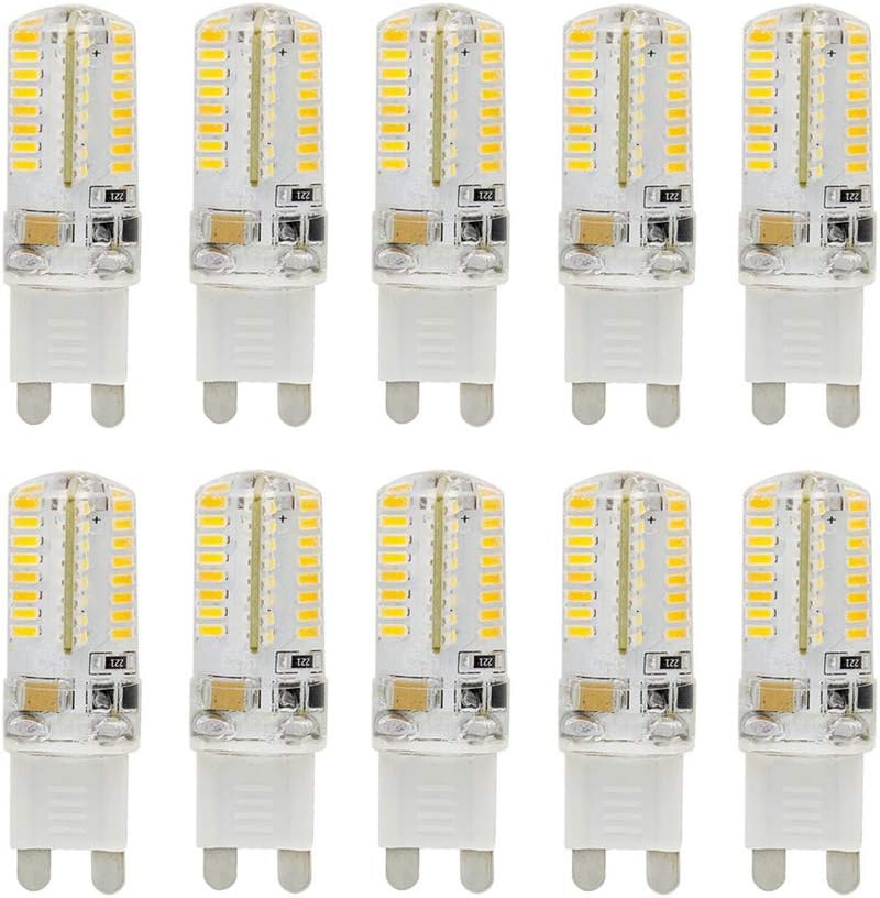 G9 LED Bulbs 3W (25W Halogen Equivalent) G9 Silicone Corn lamp for Home Lighting Ceiling Fan Light Fixture Chandeliers,AC 110V,G9 Base Bi-pin,Warm White 3000K,64 LED 3014SMD,10 Pack