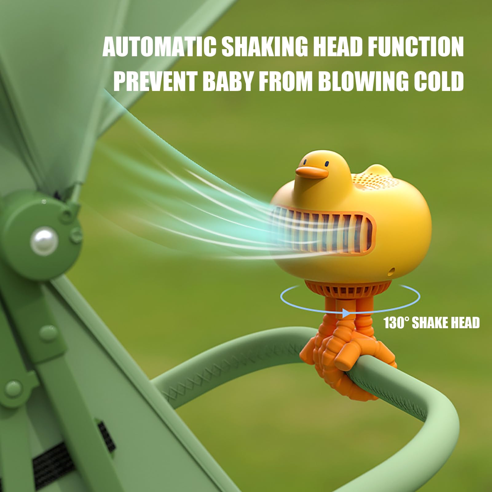 Ventilador portátil para cochecito, mini ventilador portátil para cochecito, ventilador pequeño con clip, ventilador de clip, desmontable de 3 velocidades, recargable, rotación de 360°, ventilador de