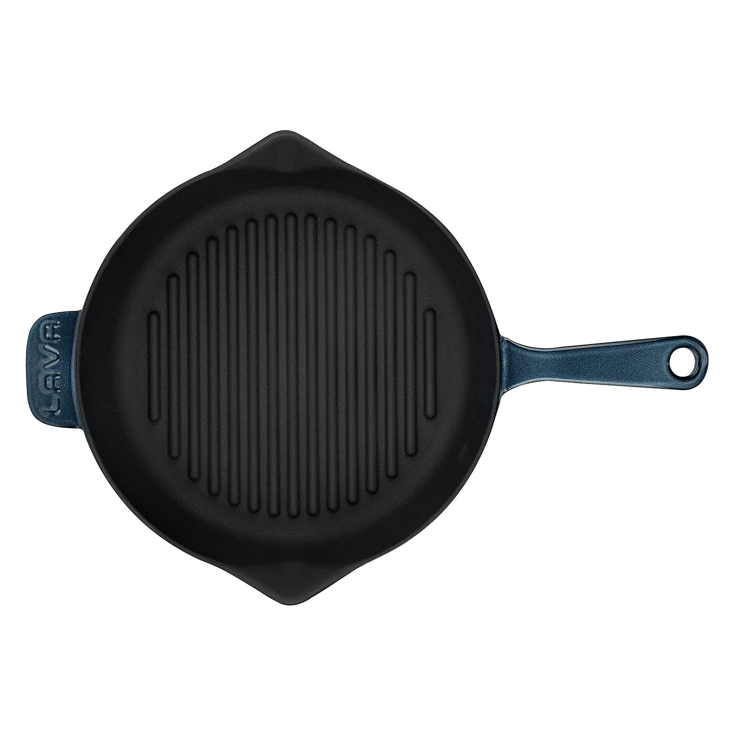Lava Premium Serisi - Döküm Izgara Tavası, Yuvarlak, 28 cm, Yekpare Saplı, Emaye, Majolik Gri