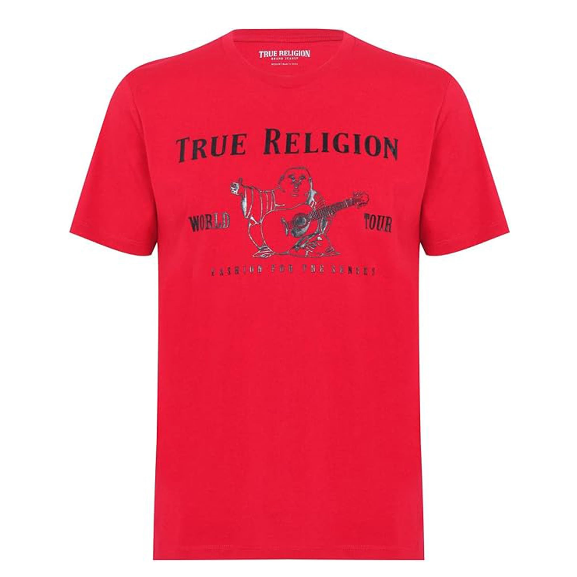 True Religion Hombre Short Sleeve Metallic Buddha tee, True Red, XL