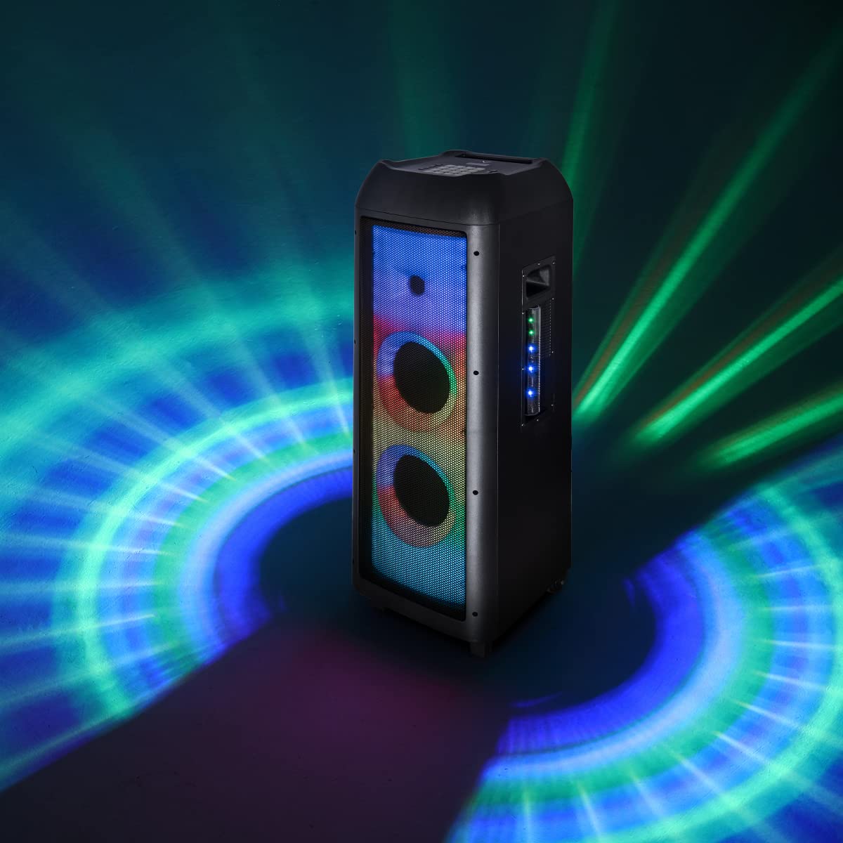 FLAME T8 – Trolley Bluetooth Con 6 Effetti LED, Ingressi USB/SD/AUX/MIC, Telecomando, Batteria 2400mAh, TWS, Ruote E Maniglia, 30W RMS, Colore Nero - 3