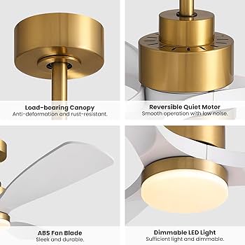 ✩mi⭐︎ Amazon.com: CROSSIO Modern Ceiling Fan with Lights, Gold