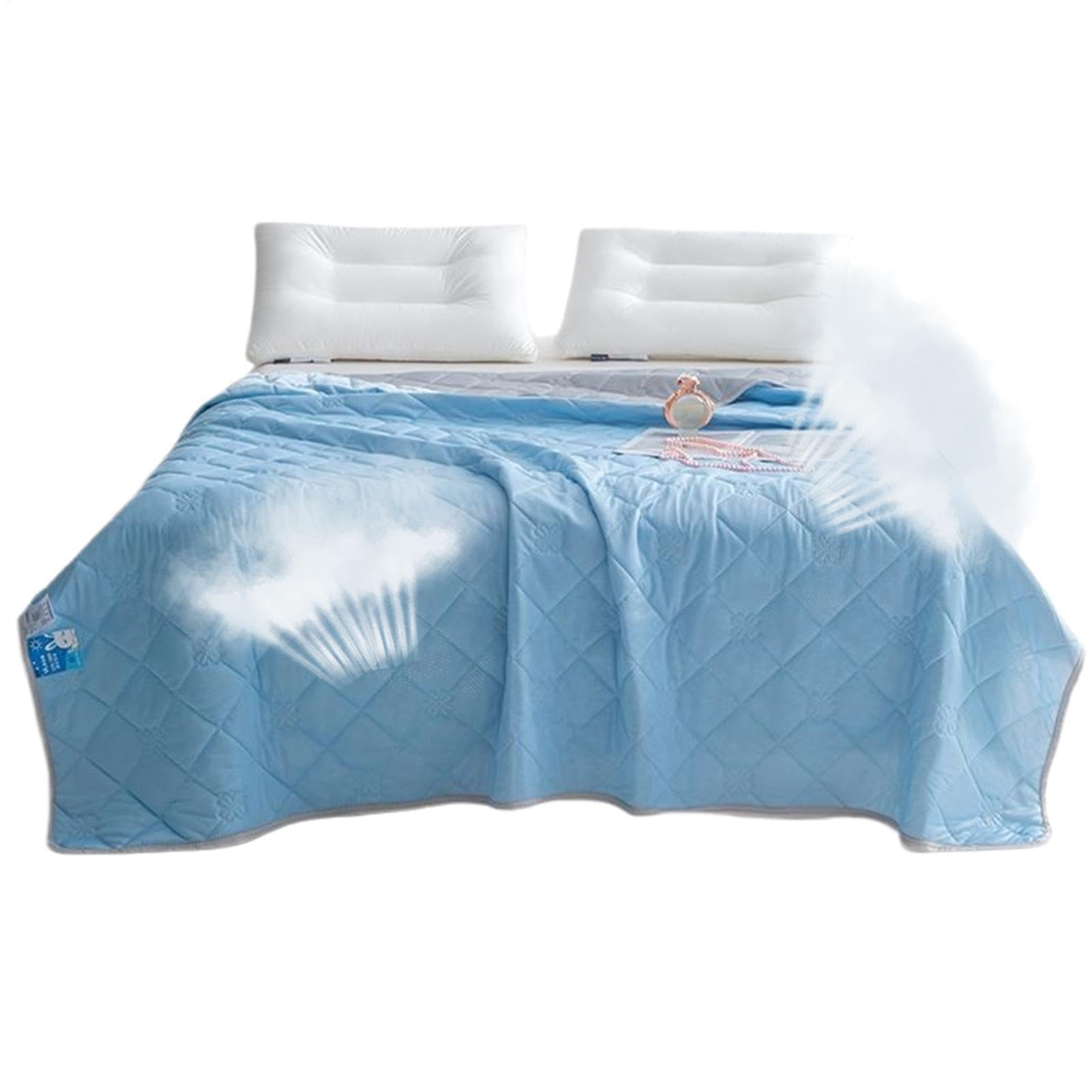 Coperta rinfrescante, double-face, leggera, traspirante, lavabile | Copridivano fresco per giornate calde, divano, viaggi, attività all'aperto, picnic, dormitorio, aria condizionata, adulti