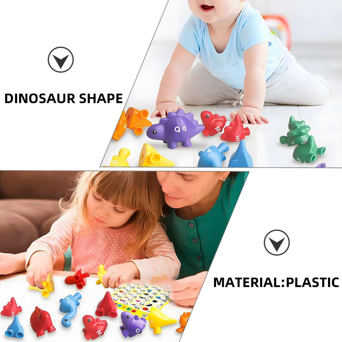 GARVALON Gioco Didattico 13 Pezzi Dinosauri in Plastica per Bambini, attività di Abbinamento e Sviluppo Memoria, per Apprendimento e Motricità Fine
