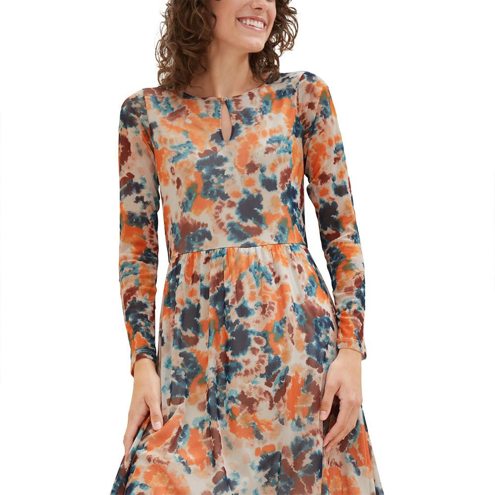 TOM TAILOR Sukienka damska, 32367 - Grey Orange Tie Dye Floral, 38