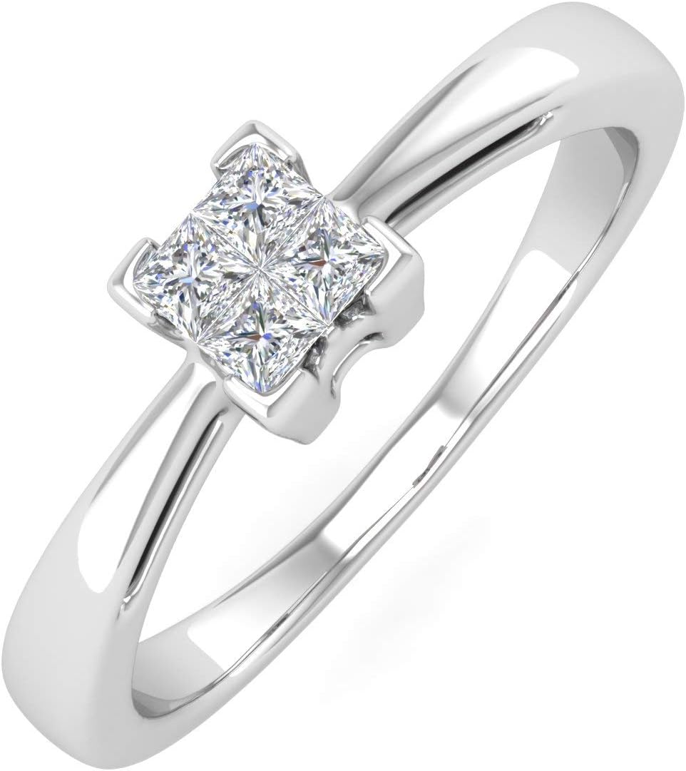 Princess Cut Diamond Engagement Ring Band in 10K Gold (0.15 cttw) (SI1-SI2 Clarity)