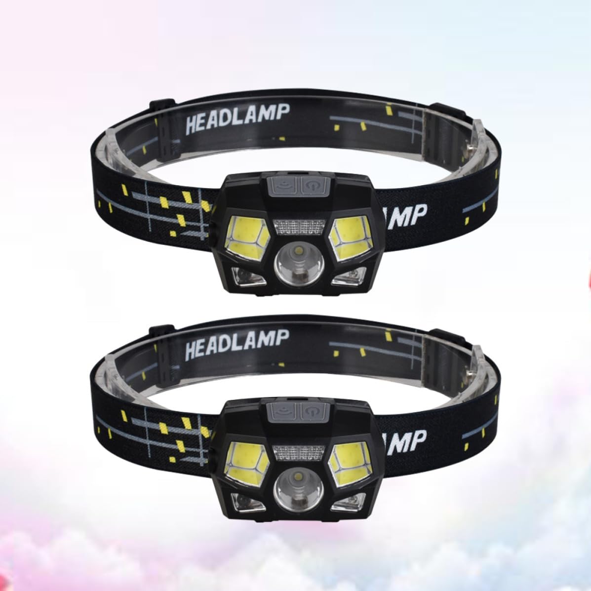 Lampada Frontale con Sensore di Attivazione Ipx4, 2 Pezzi, Luce LED Xpe Cob Ricaricabile Usb, Comoda per Camminare e Lavoro Notturno