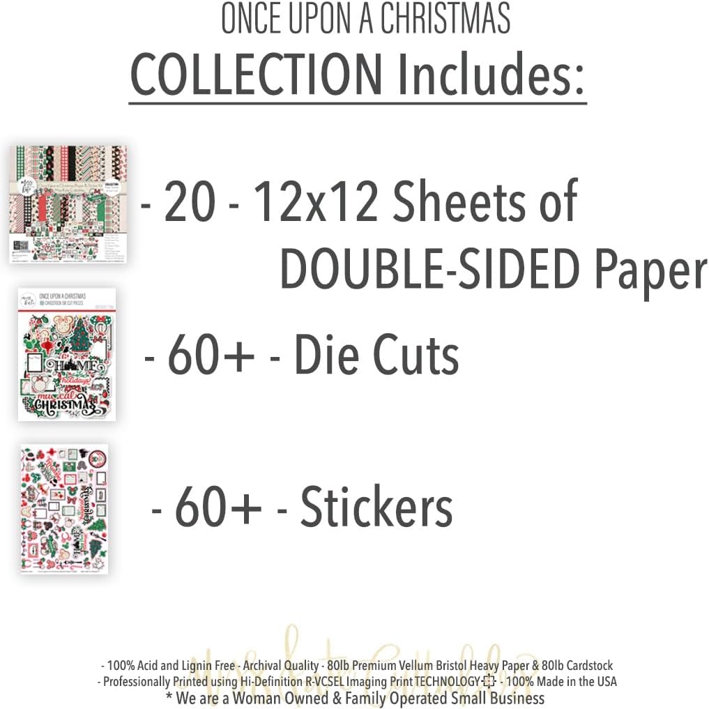 Collection - Once Upon a Christmas - for Disneyland Walt Disney World Cruise Santa Claus Eve - 20 Double-Sided 12x12 Sheets & 60 Die Cuts & 8X12 Sticker Sheet - Scrapbooking - by Miss Kate Cuttables