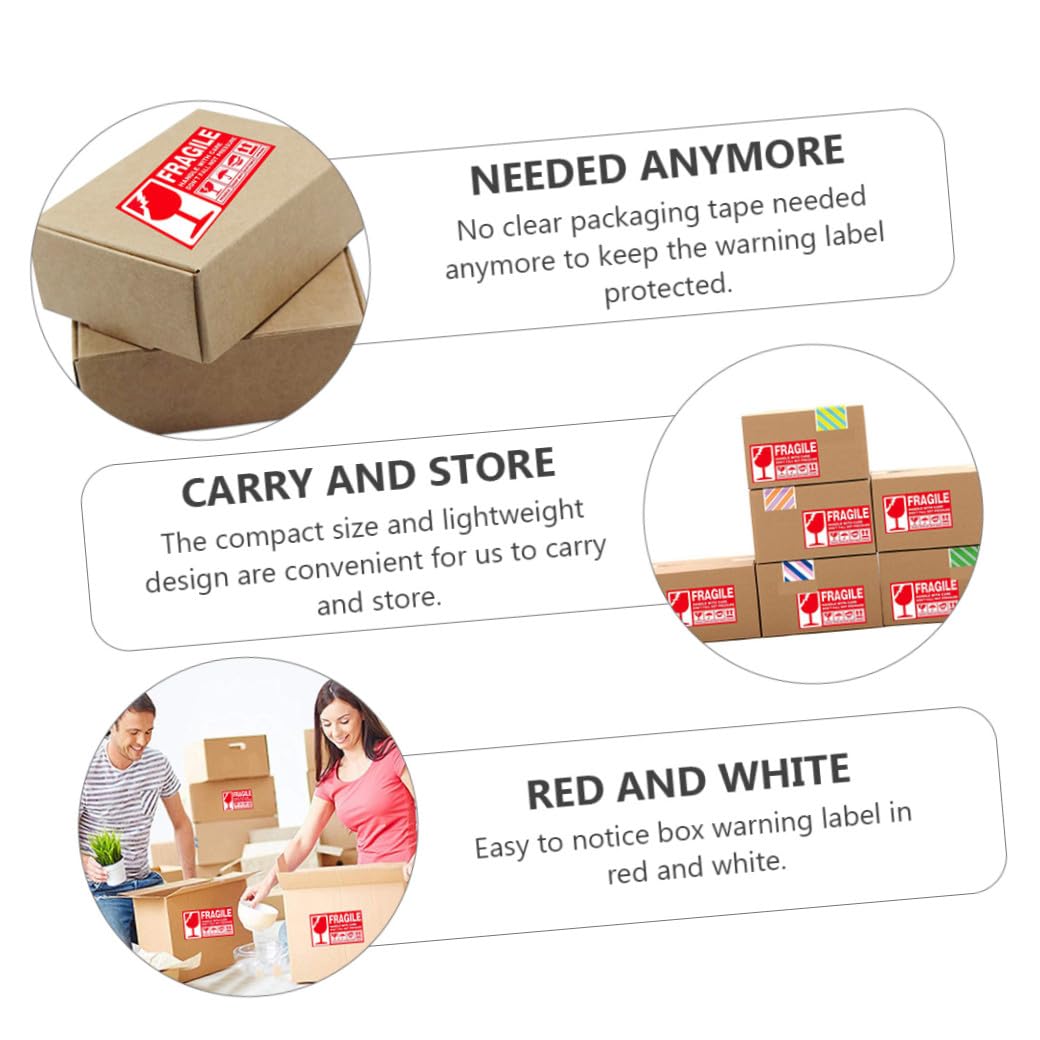 Angoily 900 Pièces Lot de Autocollants Rouges pour Expédition et Étiquettes Adhésives Résistantes pour Cartons Sacs et Plastique Avertissement Fragile Manipuler avec Soin
