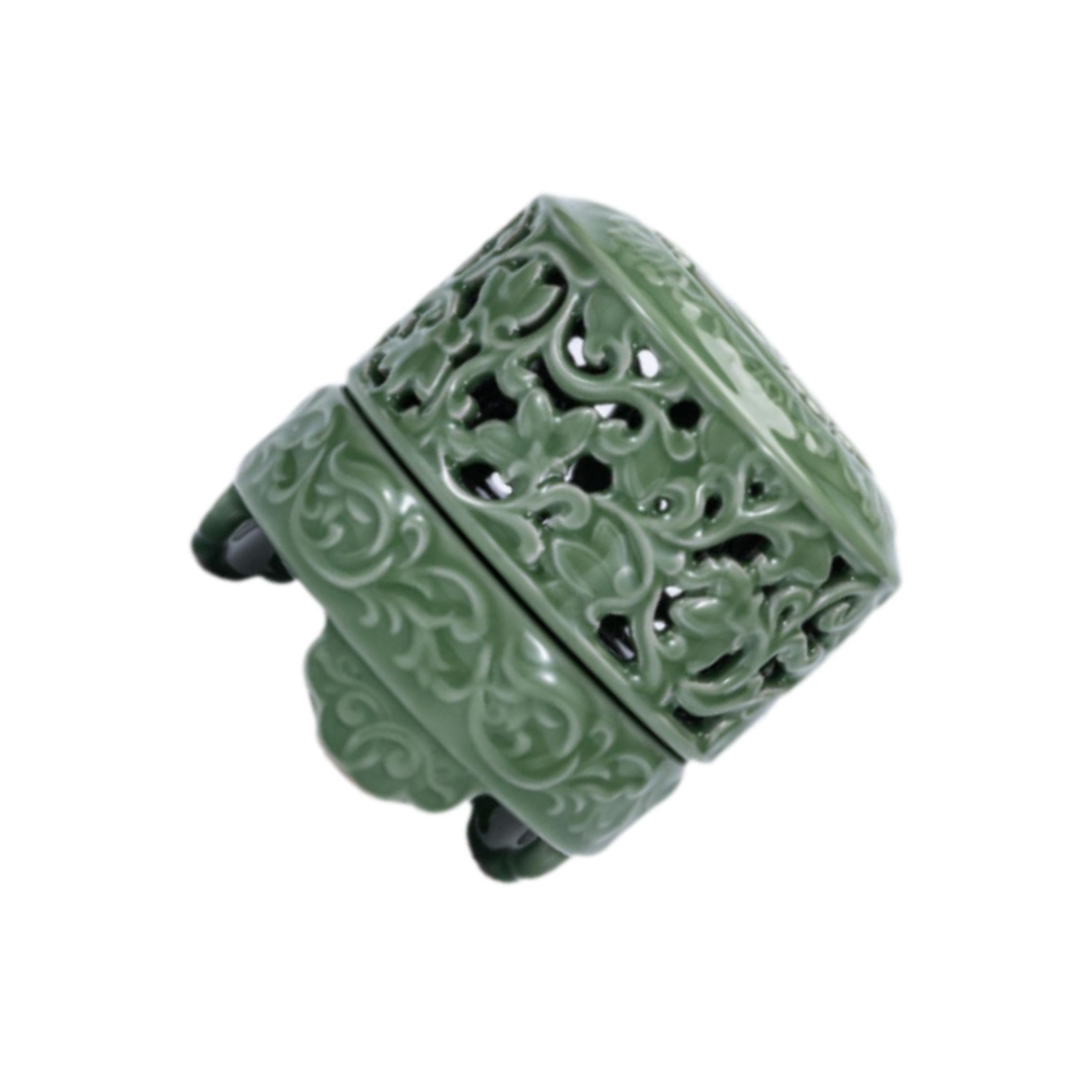 PIXZCSA High Temperature Fired Green Porcelain Incense Burner Complete Luxury Holder For Tea Rooms Allowing Incense Smoke To Captivating Visual Display Censer, Style C