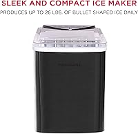 Vista 2 de Frigidaire EFIC123-SSBLACK - Máquina de hielo compacta para encimera, 26 libras de hielo por día, acero inoxidable negro