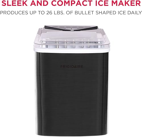 Miniatura 2 de Frigidaire EFIC123-SSBLACK - Máquina de hielo compacta para encimera, 26 libras de hielo por día, acero inoxidable negro
