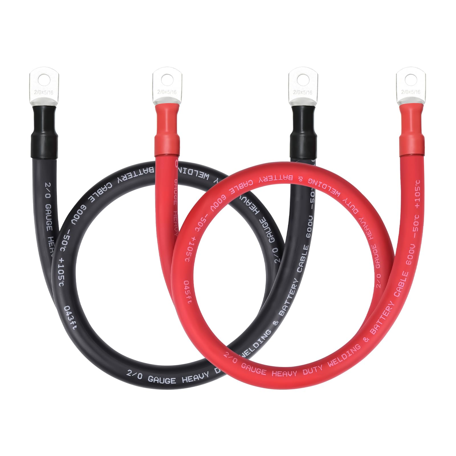 Photo 1 of 2/0 Battery Cable 3FT, 2/0 AWG Battery Cable with 5/16" Lugs for Cars, RVs, Trucks, Motorcycles, Boats and Solar Panels