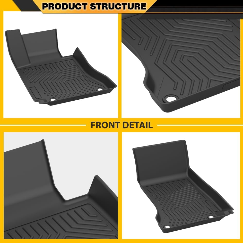 TPE Floor Mats Compatible with Benz C-Class Sedan 2015-2021 Only, Not Fit Coupe Or Cabriolet, 1st & 2nd Row All Weather Floor Mats Liner Cargo Liner Waterproof Black - Image 7