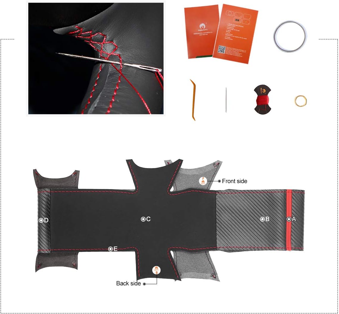 MEWANT DIY Customized Carbon Fiber and Suede Car Steering Wheel Cover for Audi TT 1999-2005 A3 3-Spoke 2000-2003