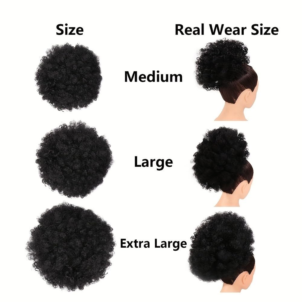 sztuczne włosy kok 1 szt. Afro Puff Drawstring Ponytail Extension dla czarnoskórych kobiet Clip in Synthetic Afro Curly Bun Hair Pieces Akcesoria do włosów(10inch-4)