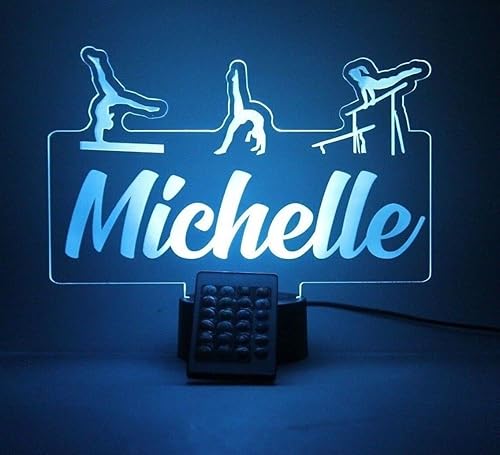 Miniatura 2 de Gimnasta en barras de haz de luz LED de noche con nombre personalizado, sin nombre grabado, para gimnasia, atleta, gimnasia, gimnastas, vaso,