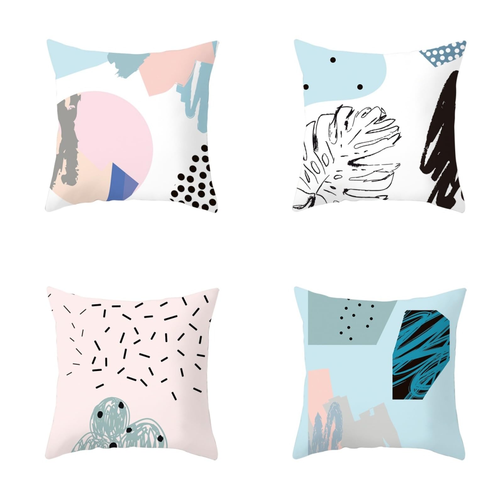 Cushion Covers Sky Blue Pink Pillow Cases 4 Pack Sofa Cushions 40x40cm