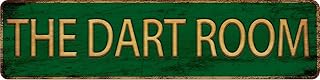 Vintage Metal Tin Sign THE DART ROOM 4''x16'' inch, Street Sign for Home, Restaurant, Bar, Cafe, Garage - Retro Wall Decor Plaque