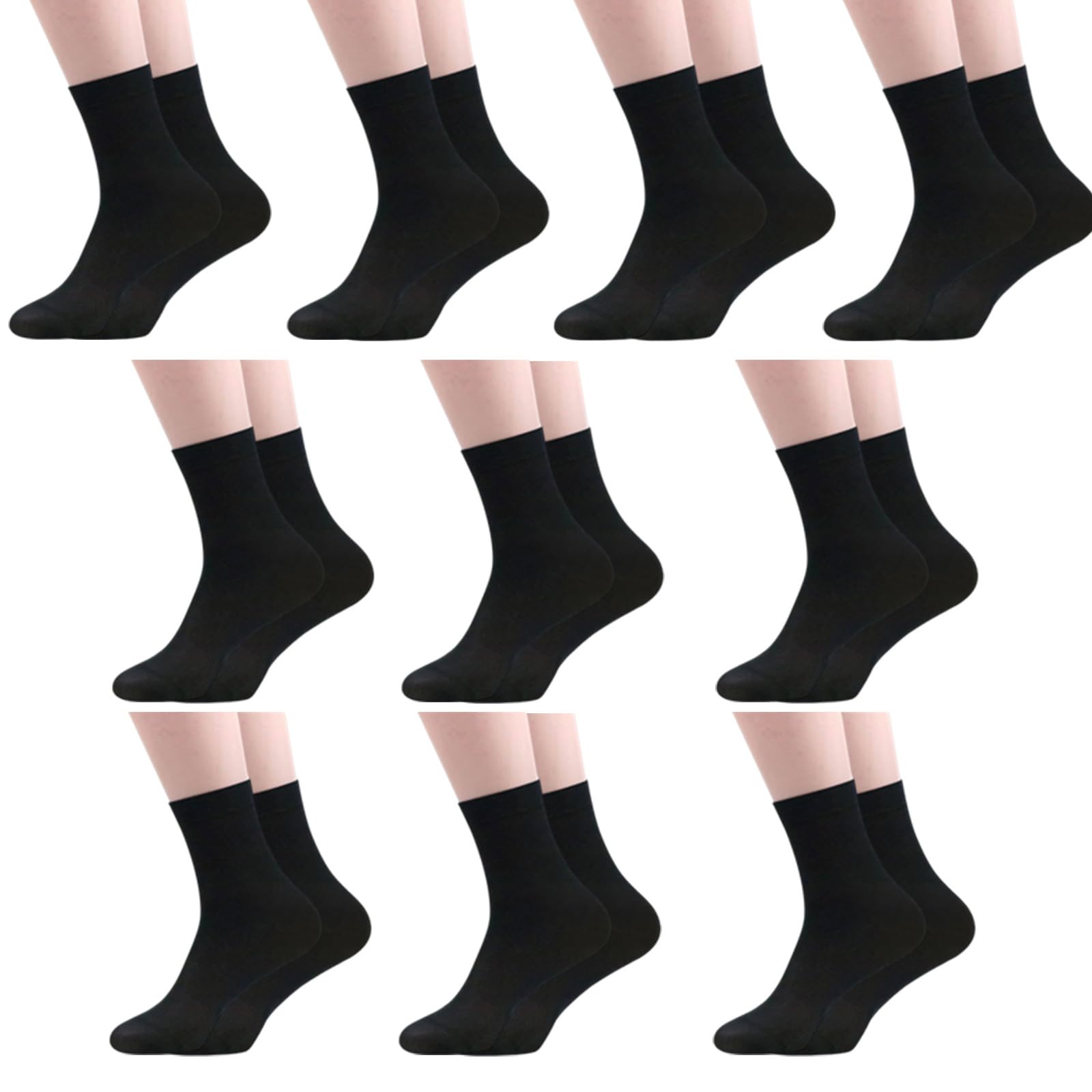 Oxxggkao Unisex Black 10Pairs Silk Sheer Crew Socks Breathable Dress Soft Athletic For Men Summers Ankle Mens Thin Dress Silk Sheer Business