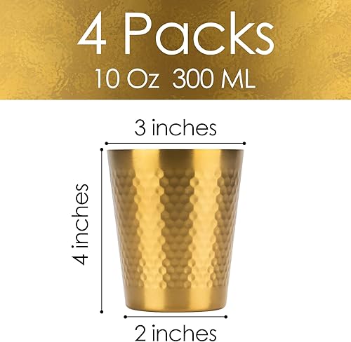 Miniatura 3 de Linkidea Juego de 4 vasos de agua de doble capa de acero inoxidable de 10 onzas para niños, vasos de doble pared para cerveza, café, helado,