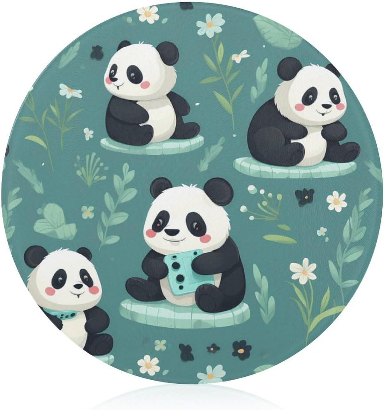 Cute Pandas Kitchen Cutting Board Glass Chopping Block for Meat Vegetables and Fruits Ideal Home Gifts