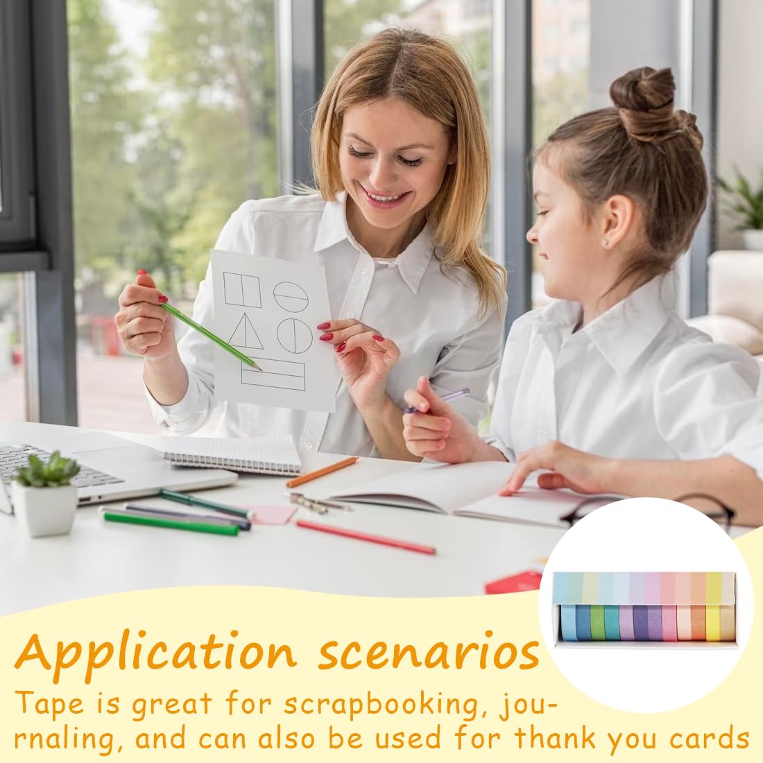 Set 12 Rotoli Washi Tape - Nastro Adesivo Decorativo Per Scrapbooking E Artigianato - Foto 6