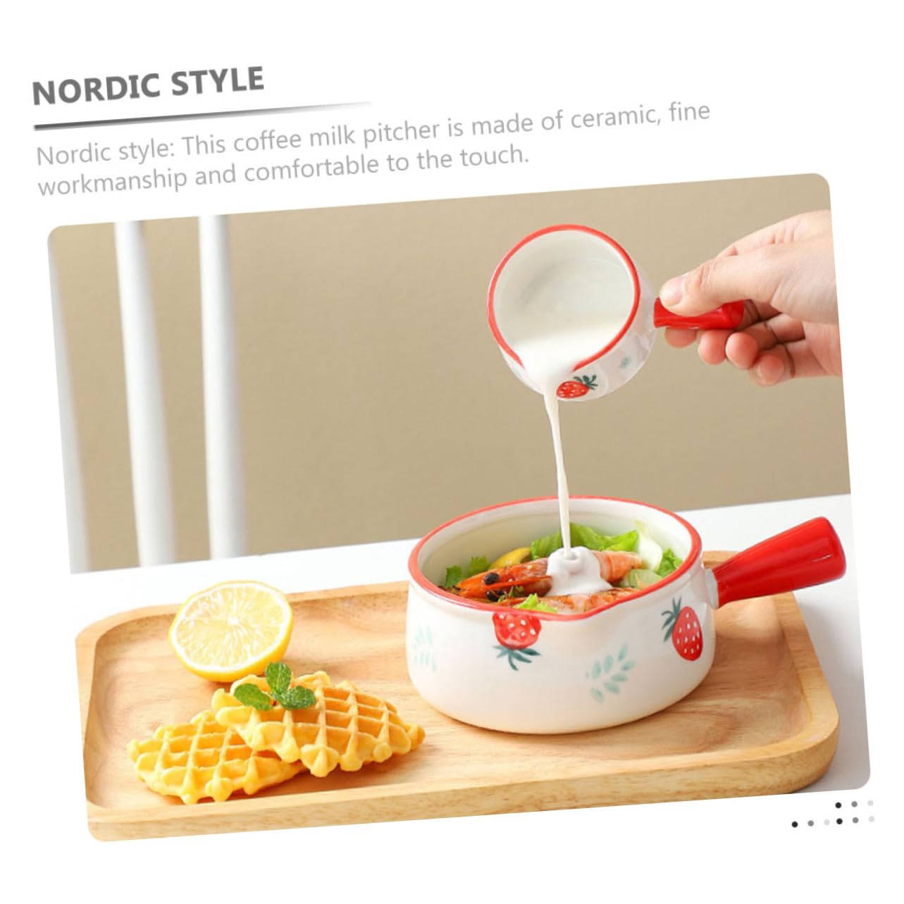 Toyvian Keramik Milchkännchen Kleiner Milchbehälter mit Henkel 6 Stück 50ml Nordic Stil Praktisches Kaffeebar Zubehör für Hotels und Cafés