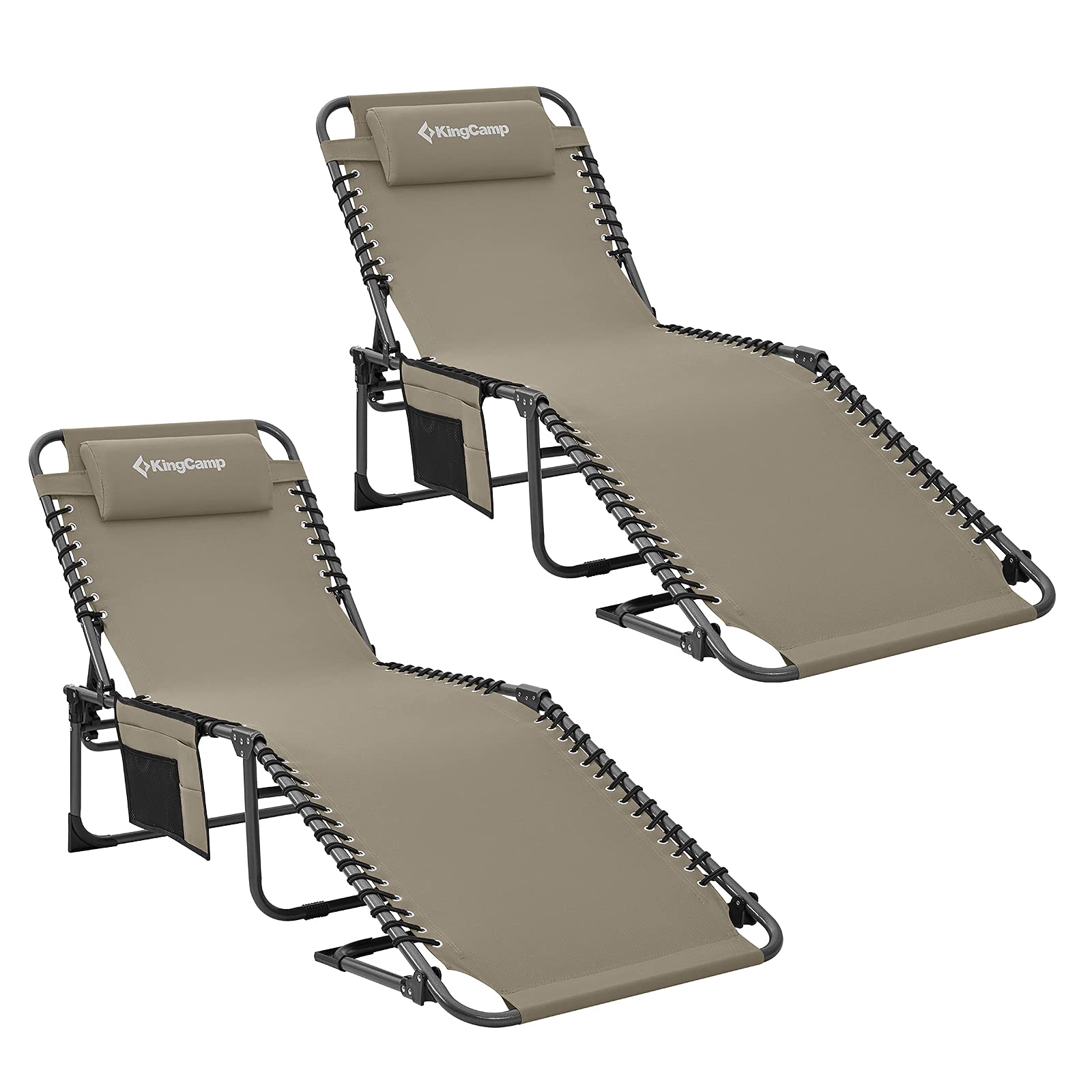 KingCamp Sun Lounger 5-Position Adjustable Backrest for Garden Recliner Chaise Lounge Chair Folding Sun lounger Portable Sunloungers with Strap Sun bed for Beach Terrace Pools Camping Guest Bed IndoorGlobal Recycled StandardGlobal Recycled StandardGlobal Recycled Standard