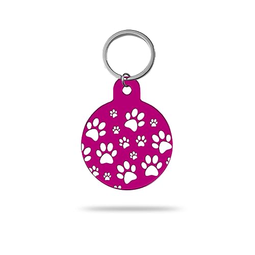 MACOS Engraved Personalised Circle Pet Tag for Dogs and Cats [Pink]