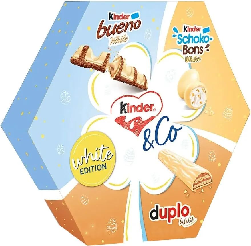 Image of Kinder & Co White Edition, Chocolate Assortment Gift Box, Kinder Bueno, Schoko-Bons, Duplo White, Gift Box, 137g (Product Of Belgium) From DECADENT