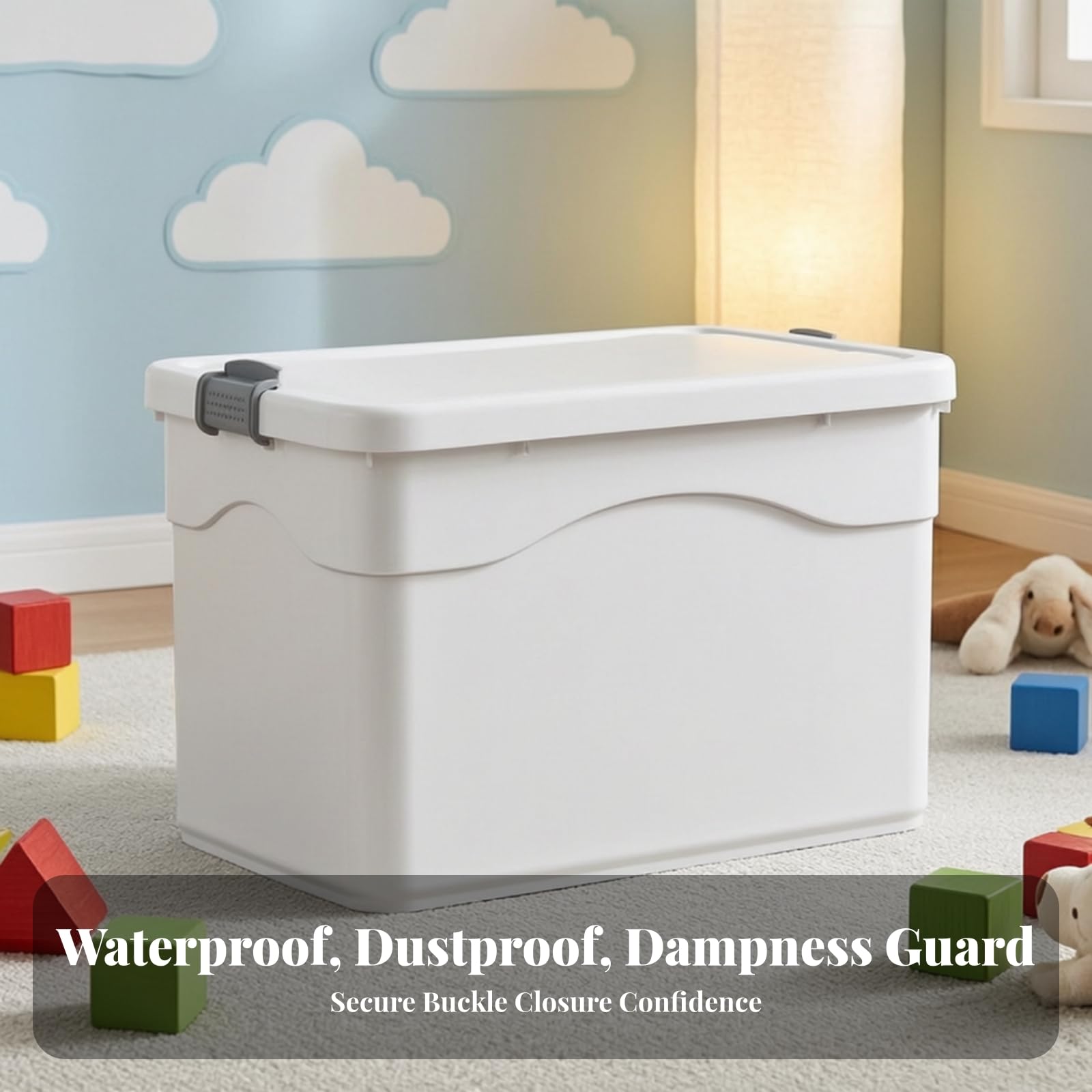 Contenitore con Coperchio Antipolvere a Scatto Ermetica, Impermeabile, per Ripostiglio, 67x48.5x39.5CM