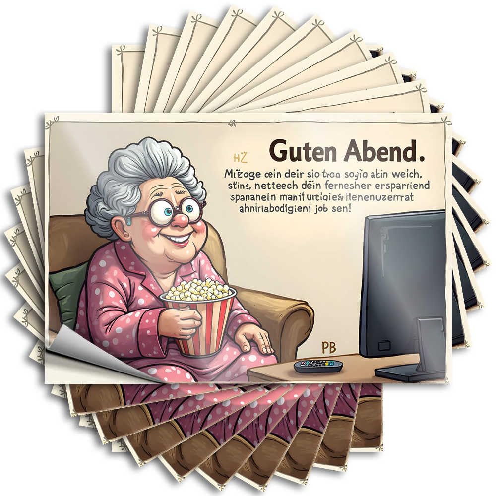 Teens Bumper Quote | an Elderly Woman Enjoying Her Evening Movie with Popcorn Accent for Farmers Decor(8X12CM)