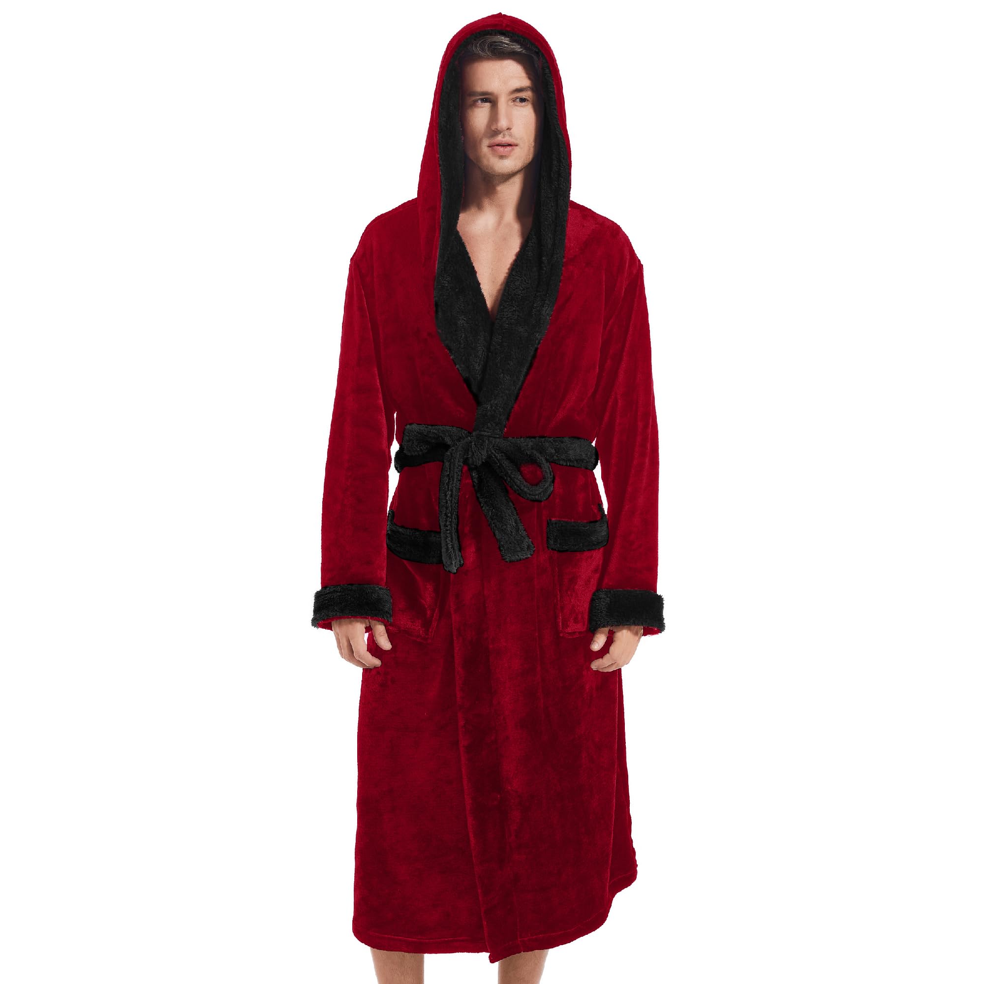 Inner Wish Men's Plush Hooded Robe