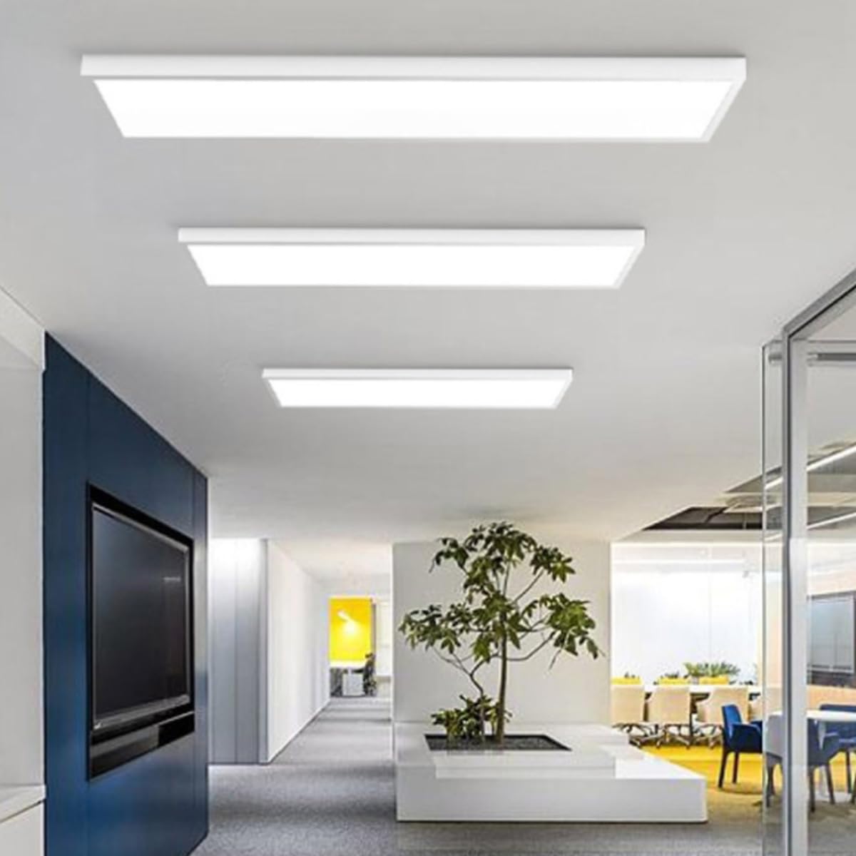 JANDEI - Pack x4 Pannello da Soffitto LED di Superficie Retroilluminata 120 x 30 cm, Potenza 60 W, 5000 Lumen, Cornice Bianca, Driver Incluso... (Bianco Neutro 4200k)