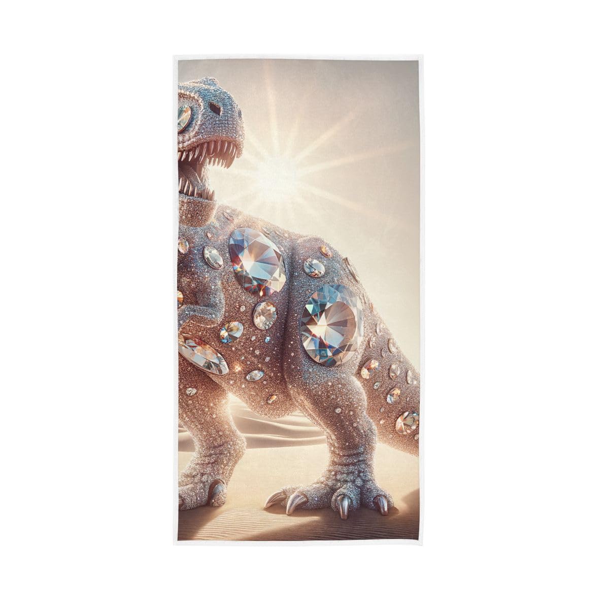 HUYGD Dinosaur on Desert Hand Towels, 15 x 30 Inches, Soft Highly Absorbent Towels for Bathroom Gym Hotel