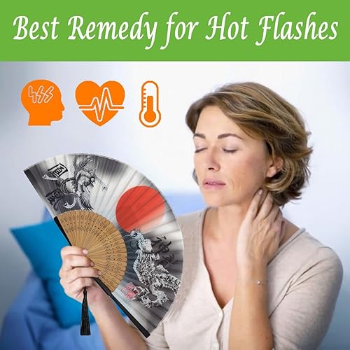 Miniatura 3 de OMyTea Abanico de mano plegable para mujer  Abanico de seda de bambú vintage chino japonés  para sofocos, iglesia, EDM, festival de música, fiesta,