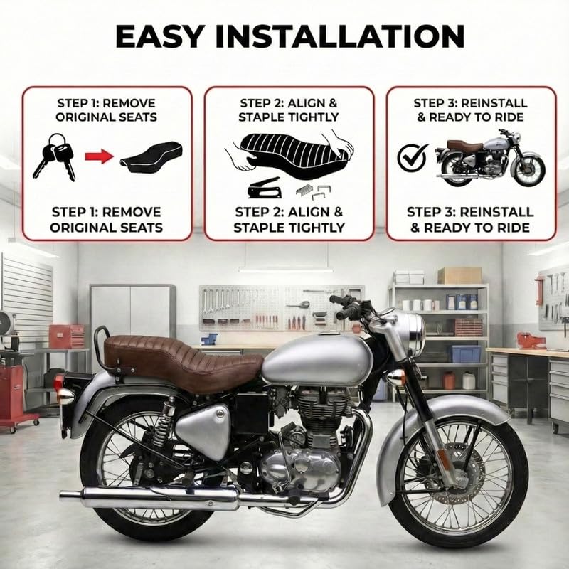 Image of Neodrift Premium Bike Seat Cover for Enfield Hunter 350 /650 (Full Coffee)