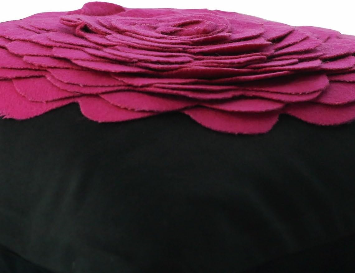 The HomeCentric Euro Pillow Decorative, Black European Sham Pillow Covers 26x26 inch (65x65 cm) Suede Euro Pillow Shams, Nature & Floral, Rose, Origami, Modern Euro Pillowcases - Hot Pink Rose