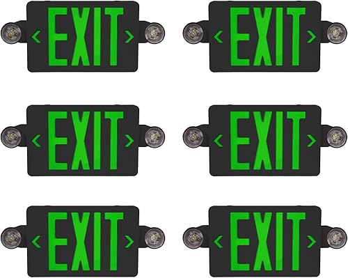 Miniatura 37 de CM MZY Luz de emergencia roja con dos cabezales ajustables, señal de salida LED con respaldo, estándares estadounidenses, certificado UL, combo