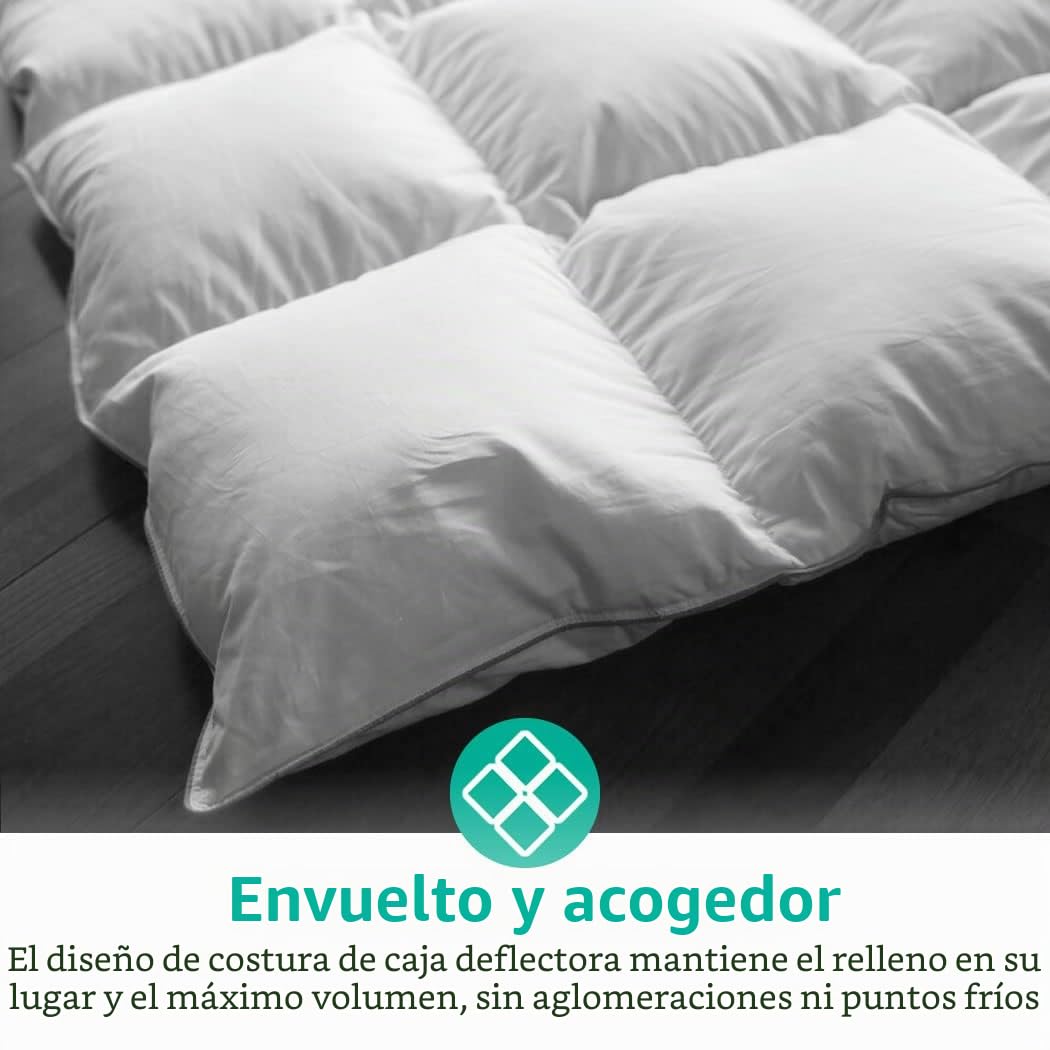 APSMILE Edredón Relleno Nórdico de Plumas y Plumón de Ganso Cama 80-135 x 200 cm, Apto para Invierno Edredón Nórdico 135x200cm, 8 pestañas en Las Esquinas (Blanco,1025g)