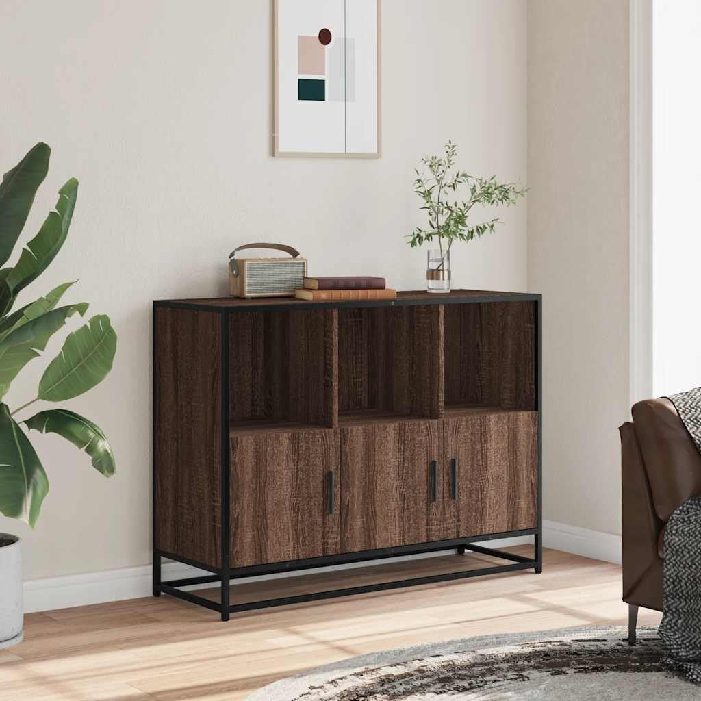 Credenza Moderna Rovere Marrone in Truciolato 100x35x76 cm