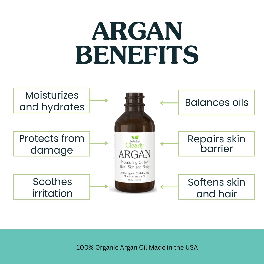 Huile d’Argan Bio du Maroc 100% Pure | Première Pression à Froid | Huile Végétale Visage, Cheveux, Corps & Ongles | Vierge, Non Raffinée | Flacon Verre 120 mL
