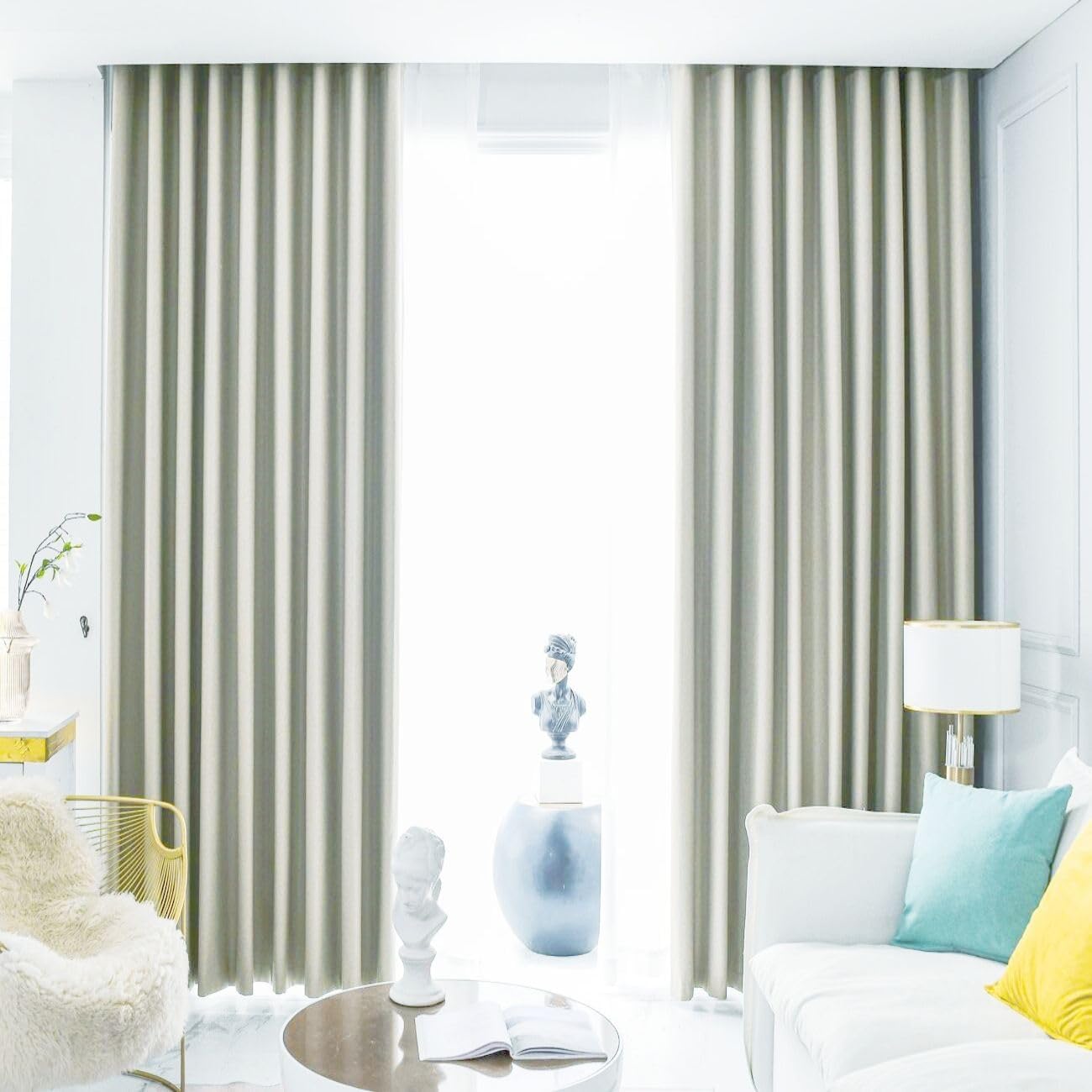 TTS Curtains Blackout 100 Bedroom, Insulated Draperies, Full Shading