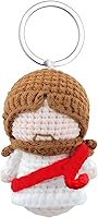 Handmade Crochet Mini Baby Jesus Keychain Plush Doll - Christian Faith Gift, Baptism Easter Christmas Keepsake, Tiny Religious Bag Charm