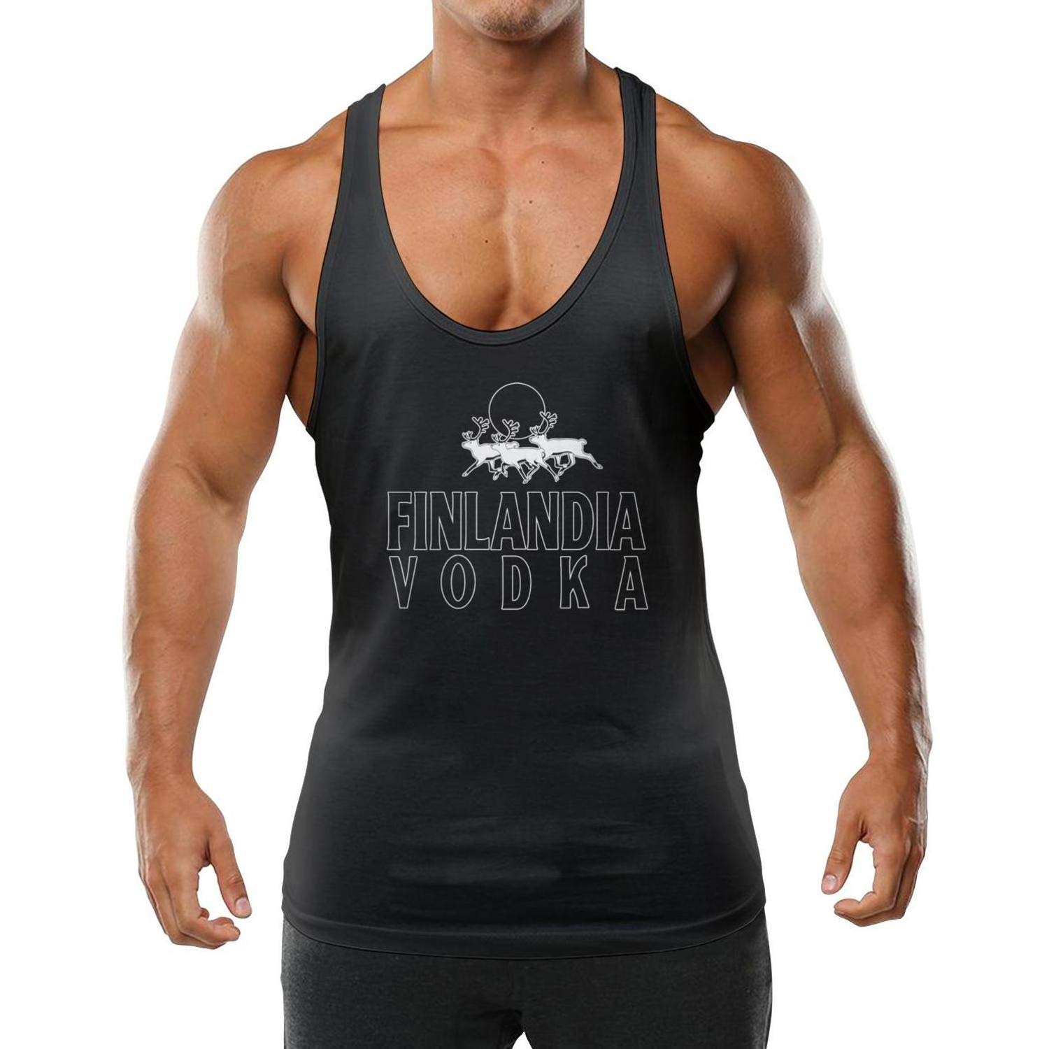 akndhys Mens Finl-and-Ia-Vodka-Logo- Tank Tops Distinctive Cotton Men's Muscle T-Shirt
