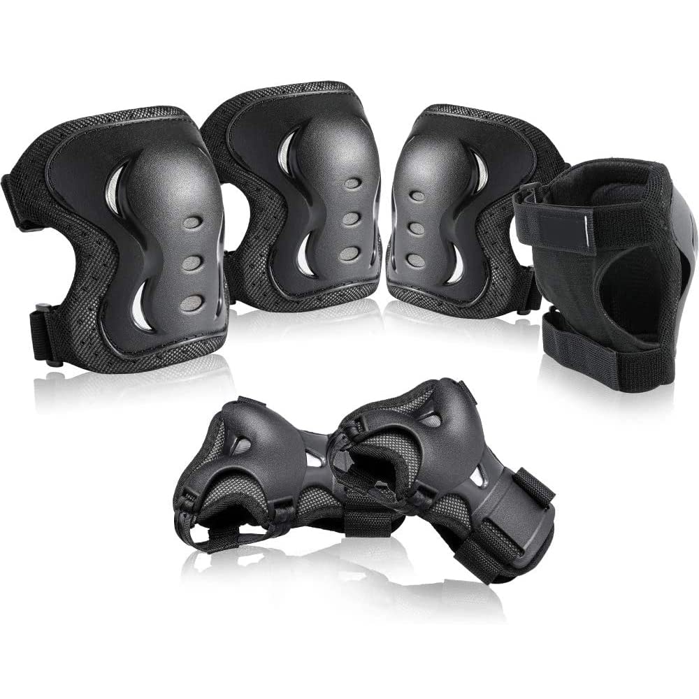 6Pièces Enfant Adultes Protection Gear Set avec Genouillères Coudières Et Protège Poignets pour La Planche à roulettes Vélo Patinage à roulettes,S