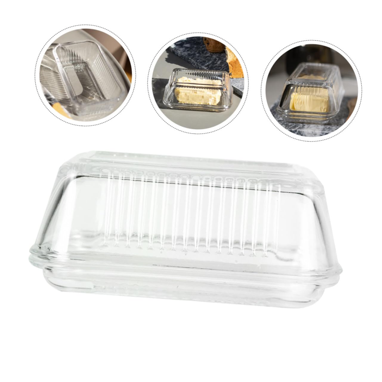 Plat à Fromage en Verre Rectangulaire, Boîte à Beurre 1 Pièce